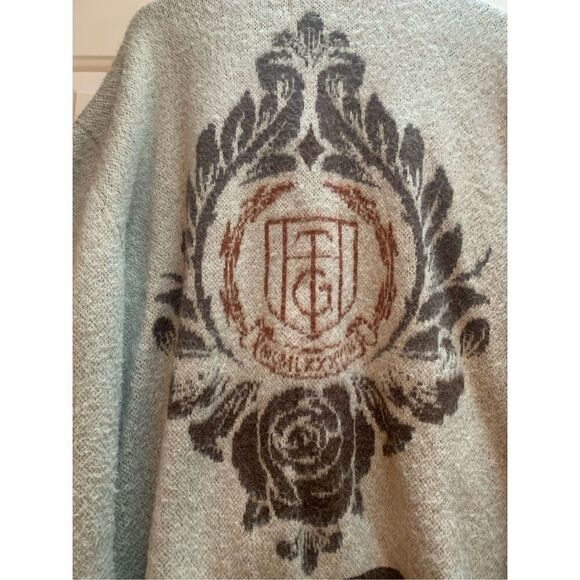 Honor The Gift Cardigan Sweater Crest Logo Knit‎ Brown Trim Oversized - Picture 15 of 16